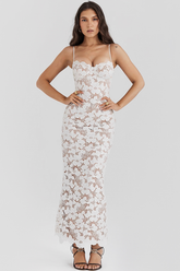 Pearl White Floral Embroidered Maxi Dress | Dress In Beauty